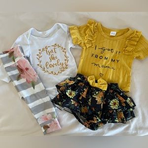 Lot of 2 Baby Girl Pant and Skirt Outfits - Sz 6-12 Months